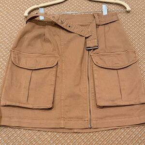 Joie Camel Utility Mini Skirt with Buckle Waist